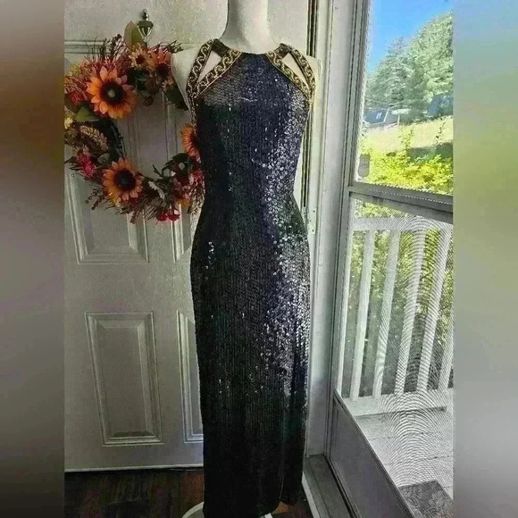 Dresses & Skirts - Vintage Niteline black beaded sequin cocktail dress size 2